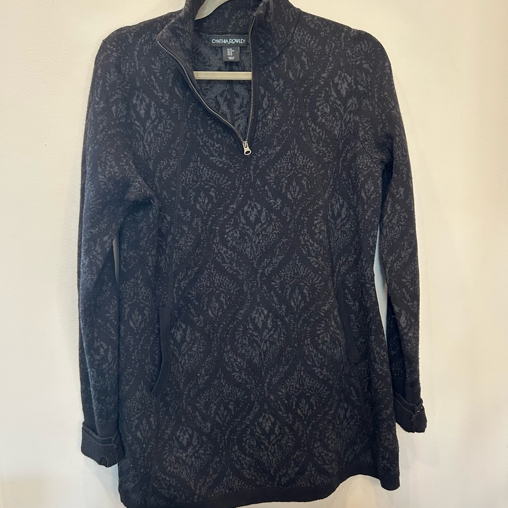 Cynthia Rowley Black Mandarin Collar Sweatshirt